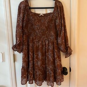 Brown mini floral dress